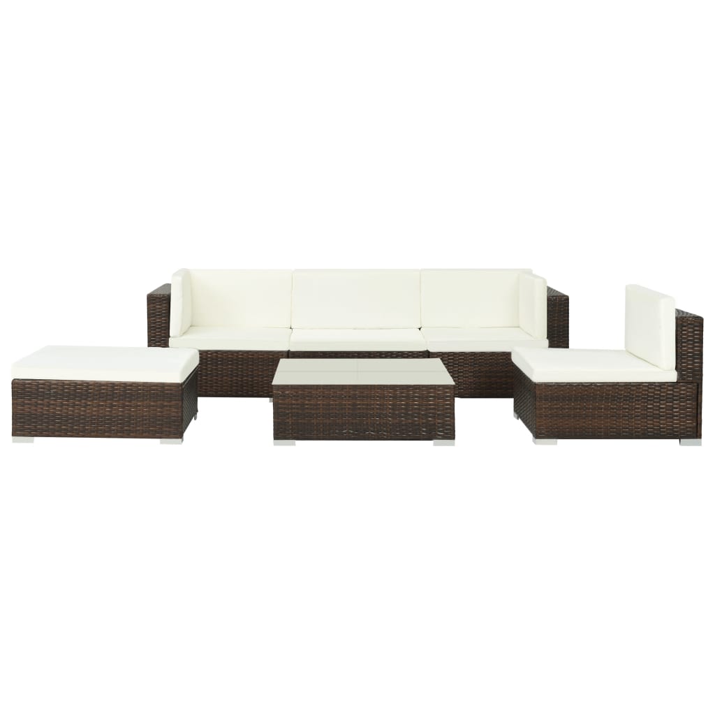 Set Divani da Giardino 6 pz con Cuscini in Polyrattan Marrone - homemem39