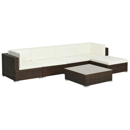 Set Divani da Giardino 6 pz con Cuscini in Polyrattan Marrone - homemem39