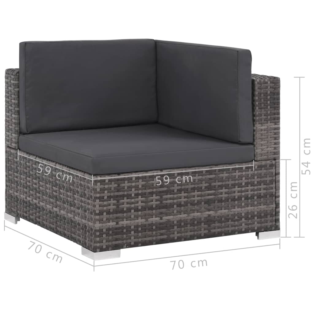 Set Divani da Giardino 6 pz con Cuscini in Polyrattan Grigio - homemem39