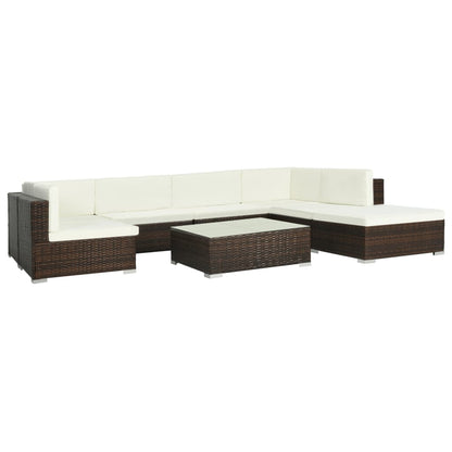 Set Divani da Giardino 8 pz con Cuscini in Polyrattan Marrone - homemem39