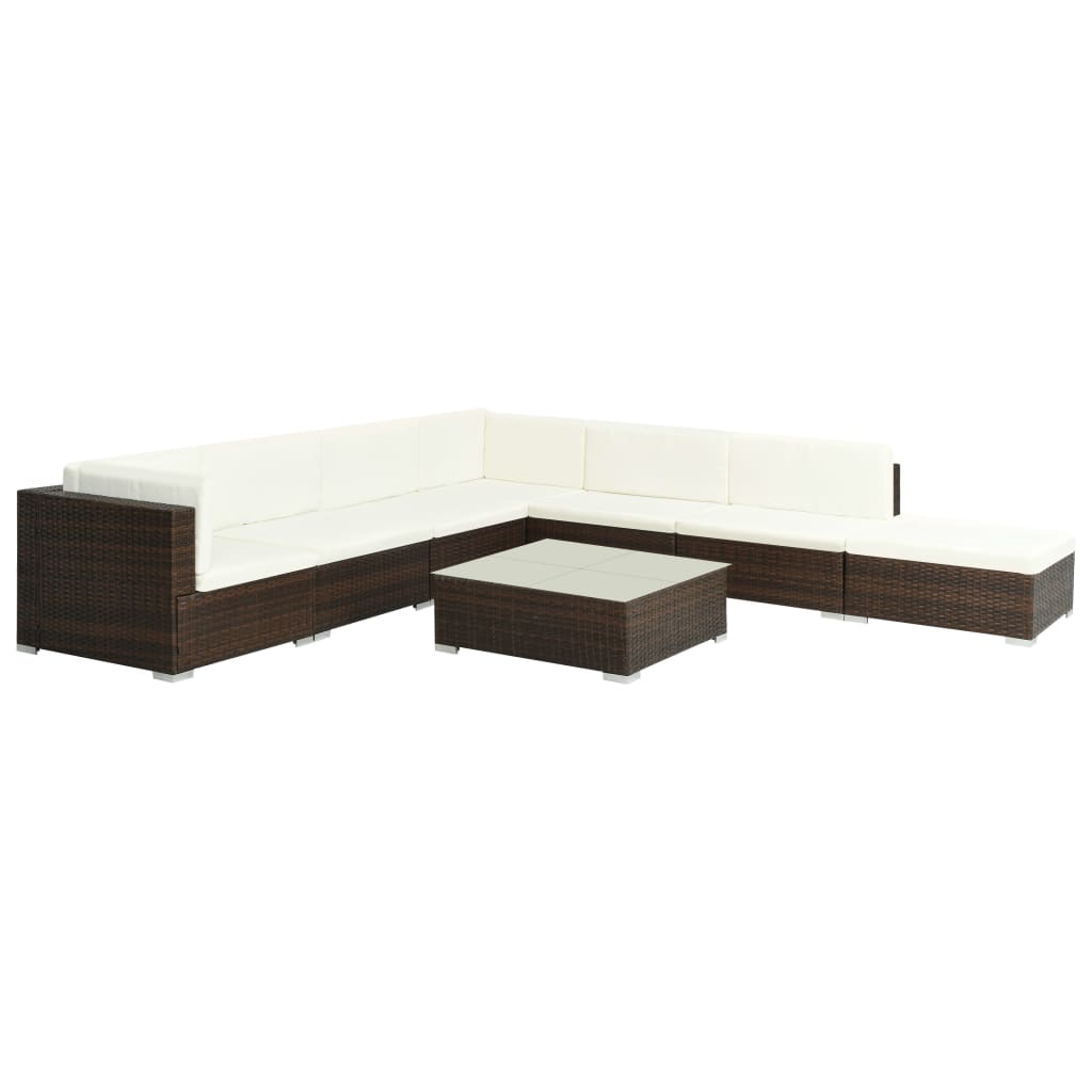 Set Divani da Giardino 8 pz con Cuscini in Polyrattan Marrone - homemem39