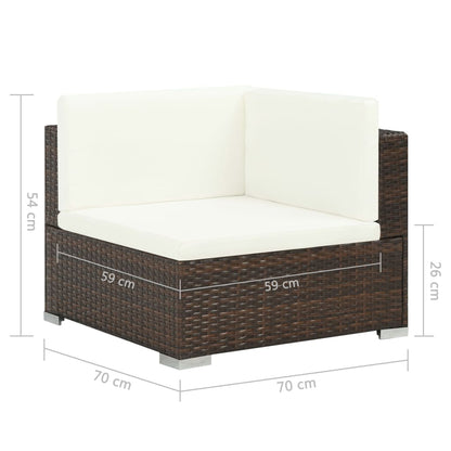 Set Divani da Giardino 8 pz con Cuscini in Polyrattan Marrone - homemem39