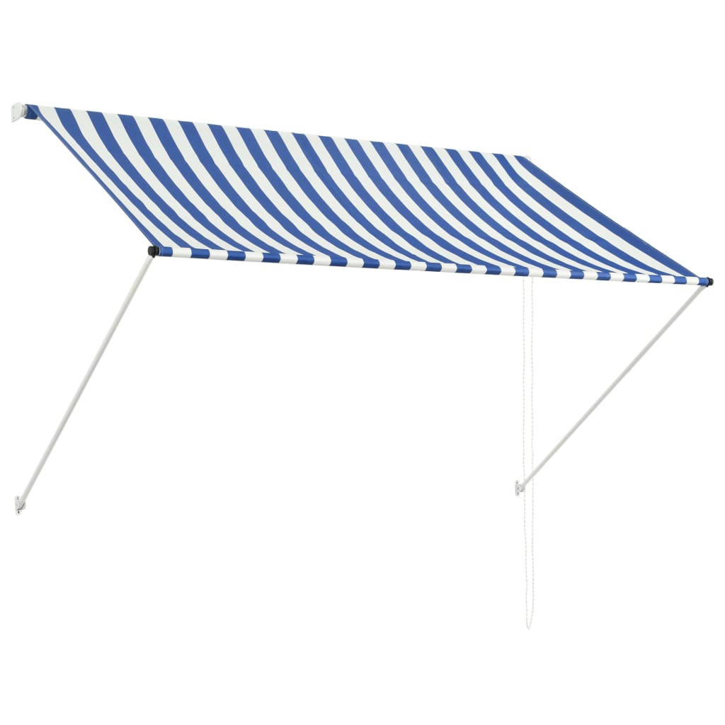 Tenda da Sole Retrattile 200x150 cm Blu e Bianco - homemem39