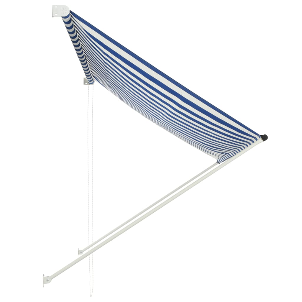 Tenda da Sole Retrattile 200x150 cm Blu e Bianco - homemem39