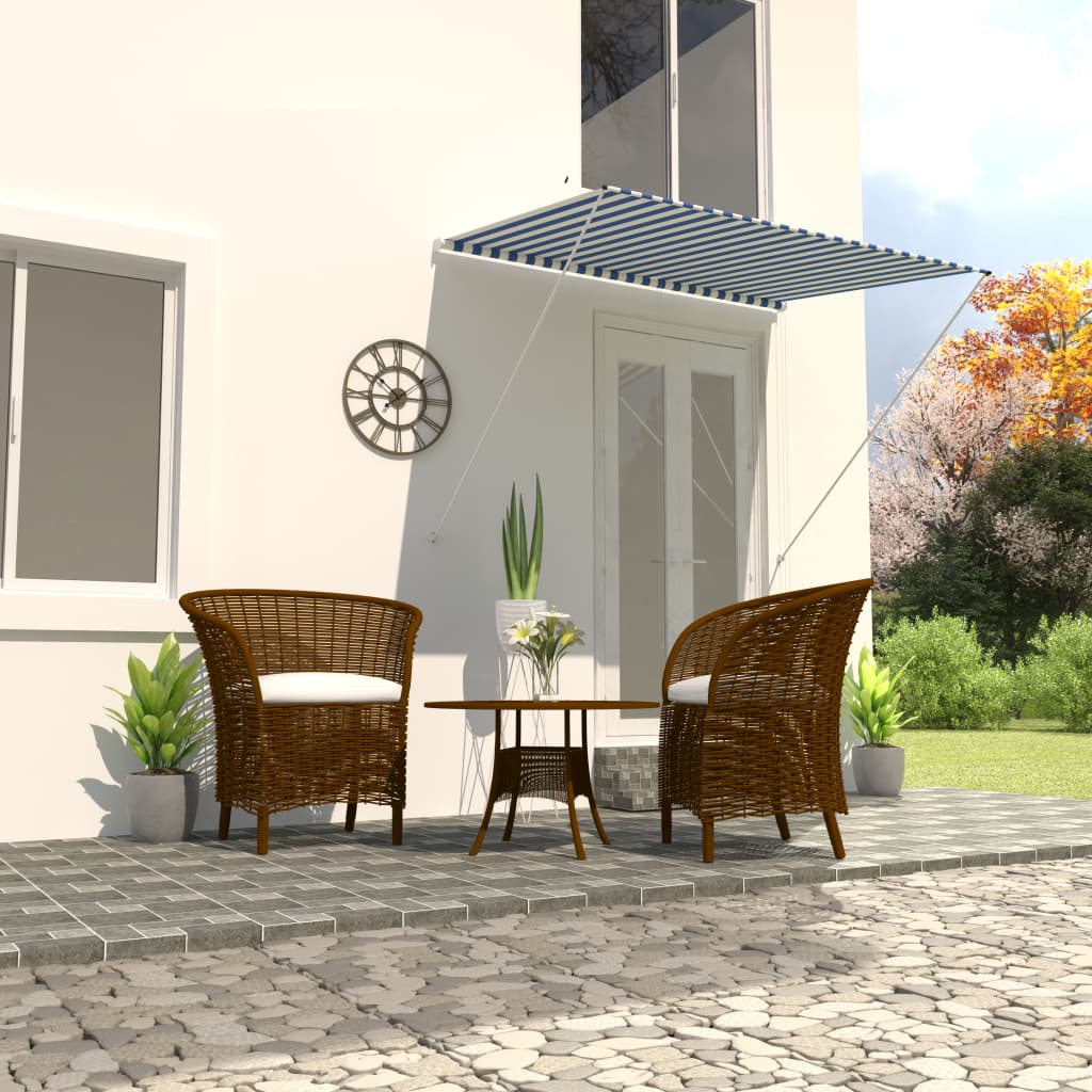 Tenda da Sole Retrattile 200x150 cm Blu e Bianco - homemem39