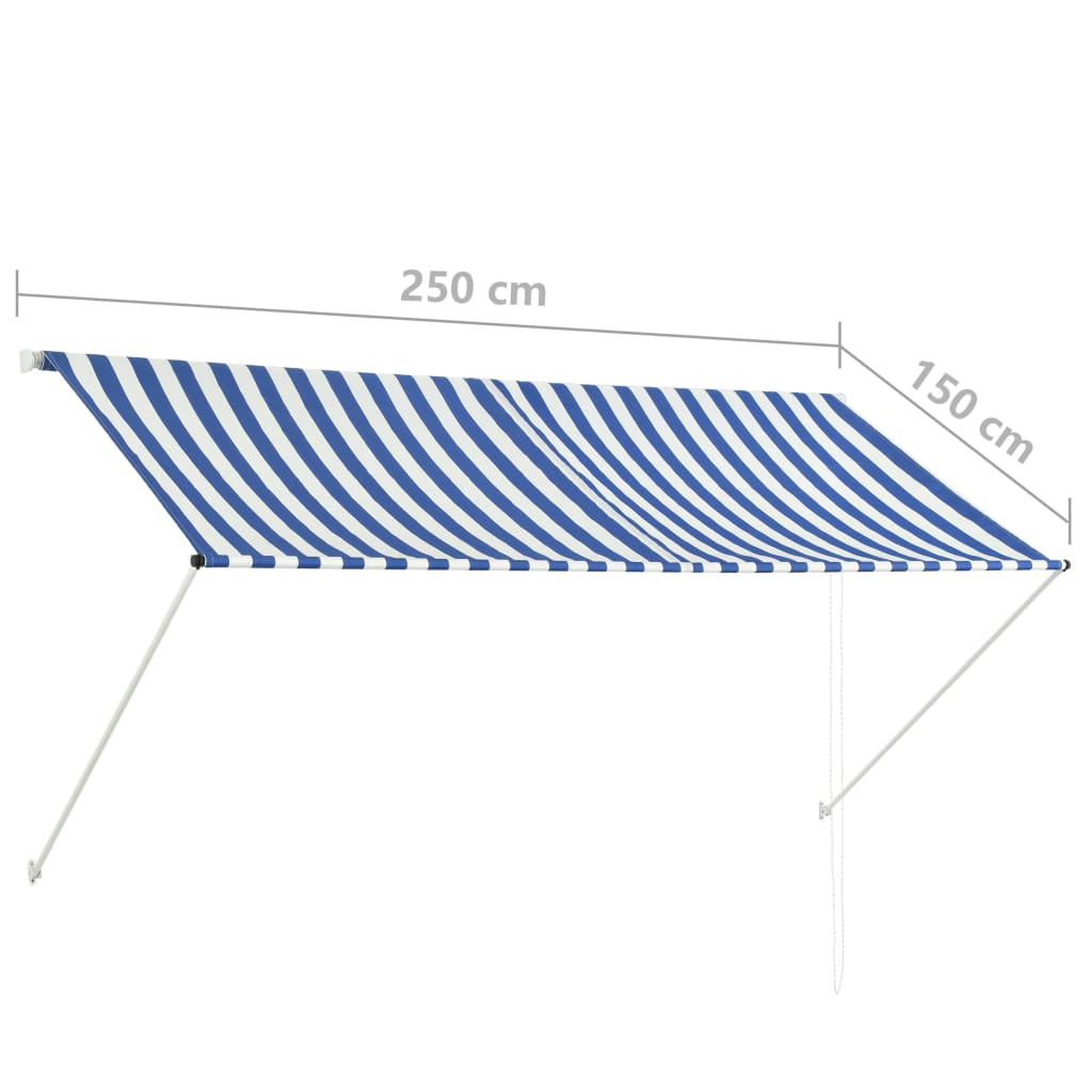Tenda da Sole Retrattile 250x150 cm Blu e Bianco - homemem39