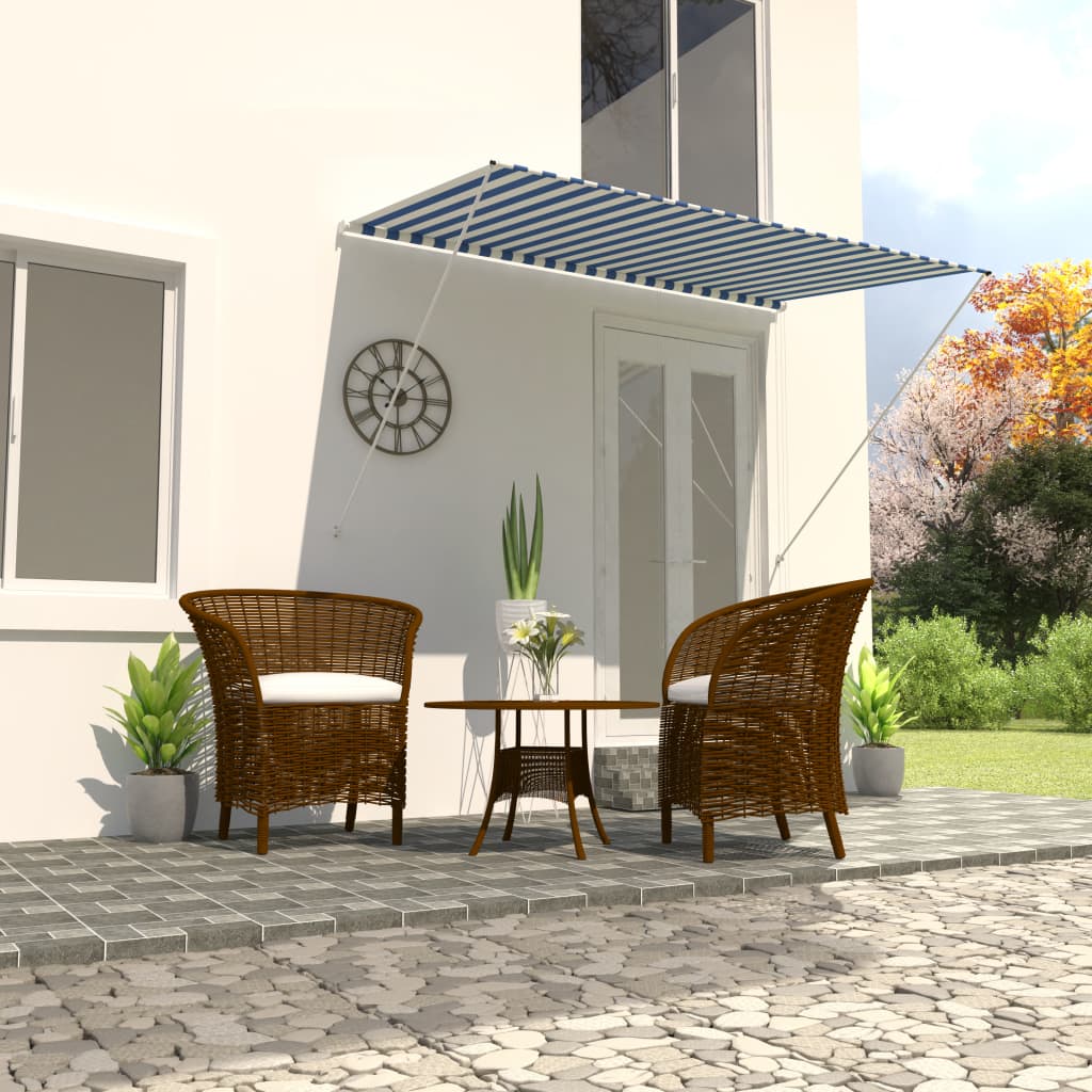 Tenda da Sole Retrattile 250x150 cm Blu e Bianco - homemem39