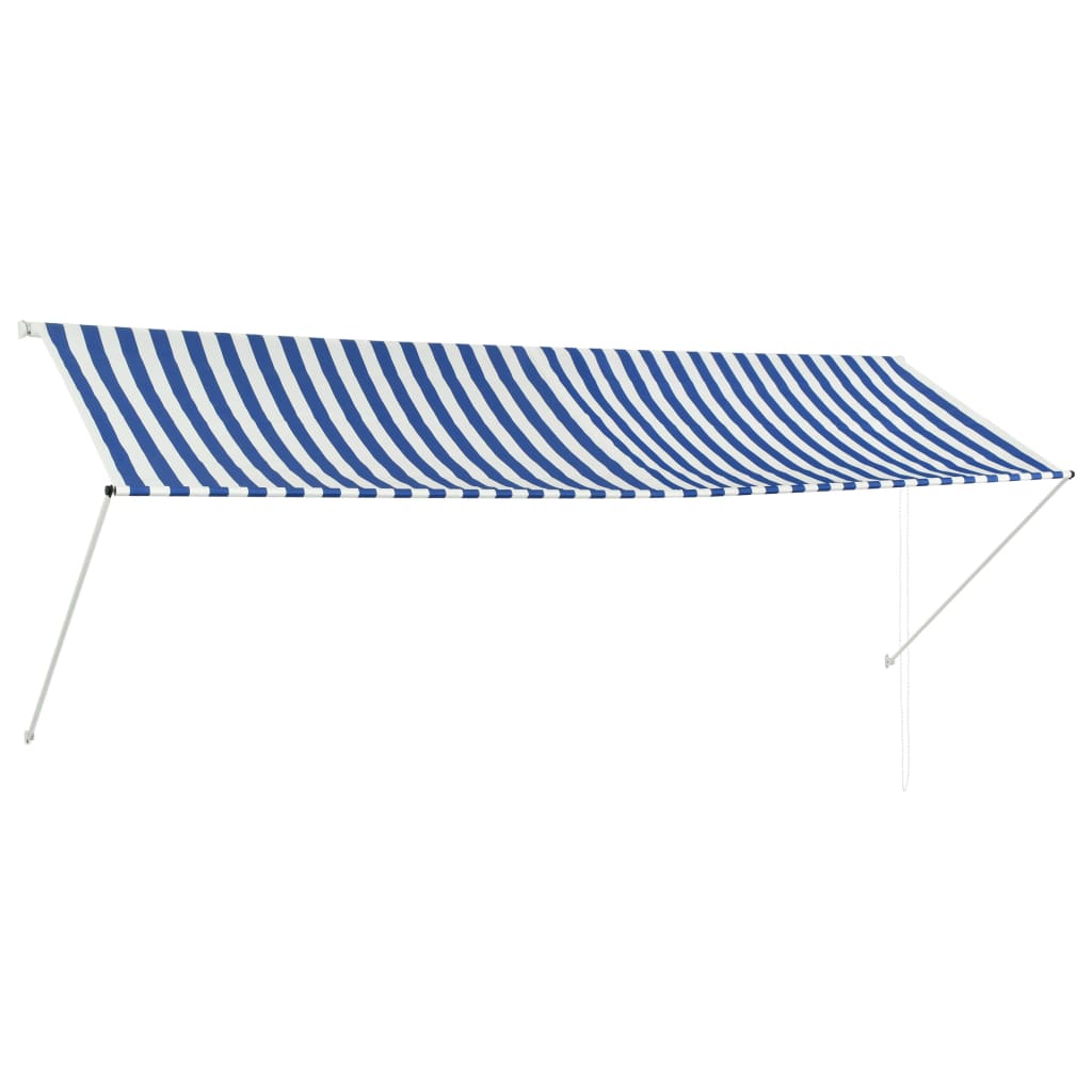 Tenda da Sole Retrattile 350x150 cm Blu e Bianco - homemem39