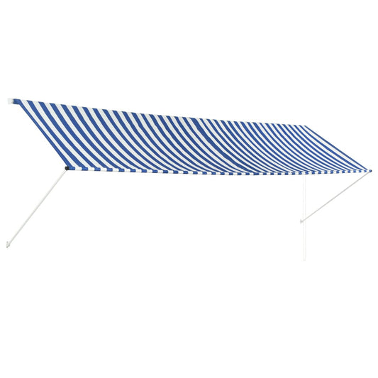 Tenda da Sole Retrattile 400x150 cm Blu e Bianco - homemem39