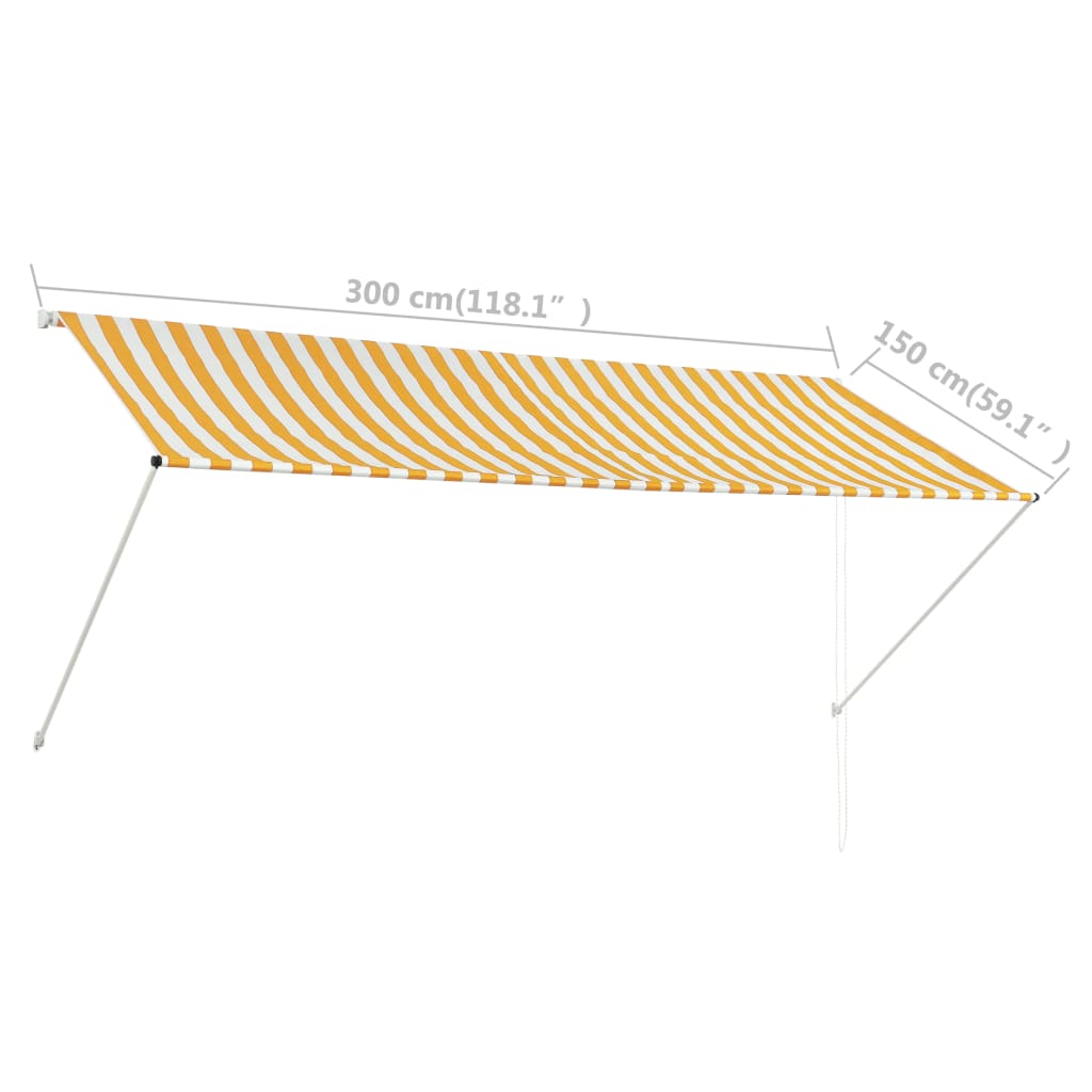 Tenda da Sole Retrattile 300x150 cm Giallo e Bianco - homemem39