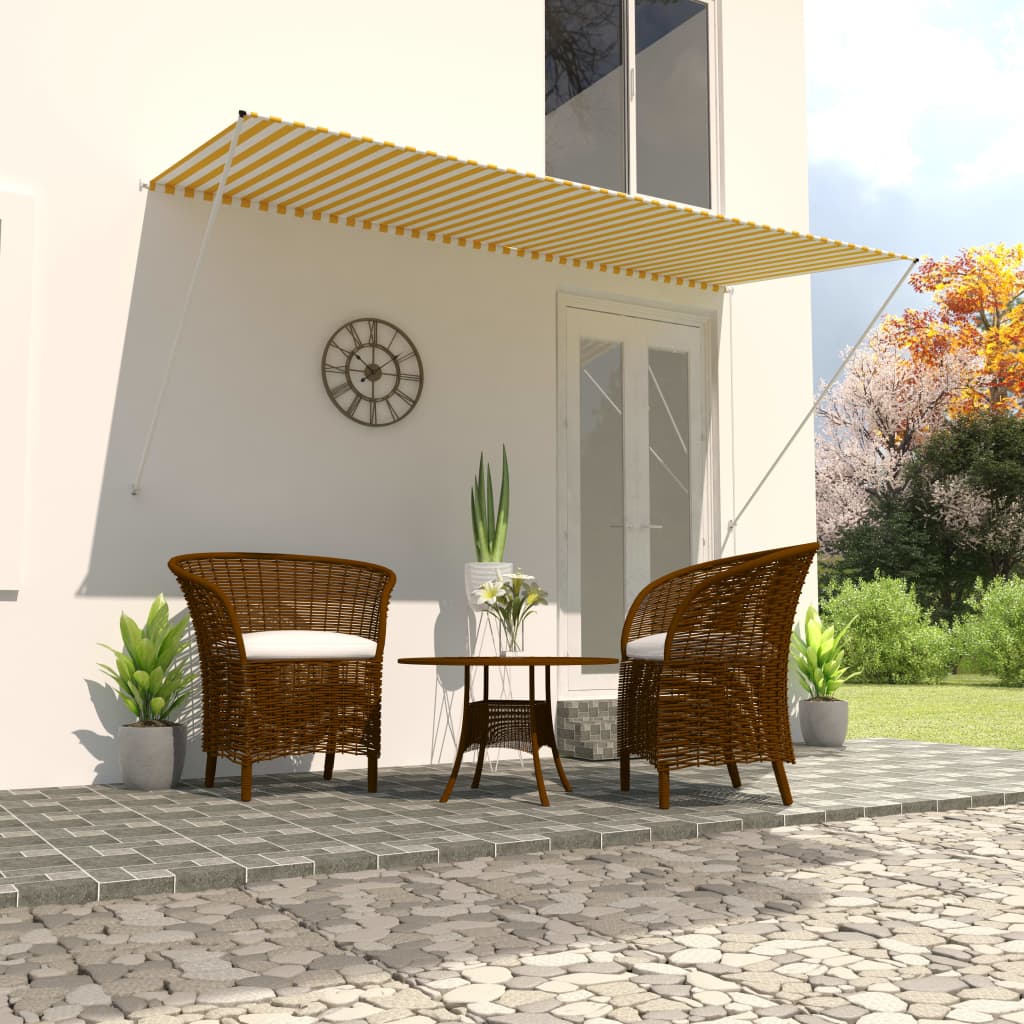 Tenda da Sole Retrattile 300x150 cm Giallo e Bianco - homemem39