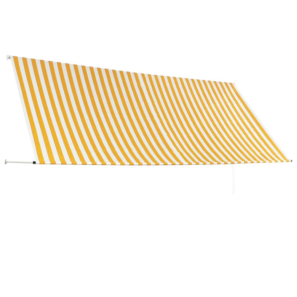 Tenda da Sole Retrattile 350x150 cm Giallo e Bianco - homemem39