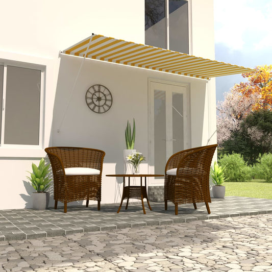 Tenda da Sole Retrattile 400x150 cm Giallo e Bianco - homemem39