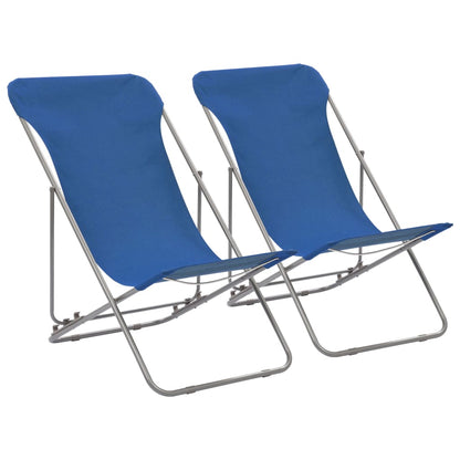 Sedie da Spiaggia Pieghevoli 2 pz Acciaio e Tessuto Oxford Blu - homemem39