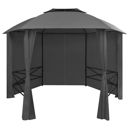 Gazebo Padiglione da Giardino con Tende Esagonale 360x265 cm - homemem39