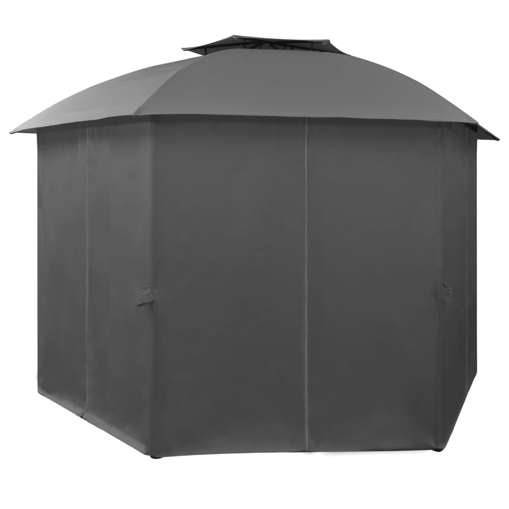 Gazebo Padiglione da Giardino con Tende Esagonale 360x265 cm - homemem39