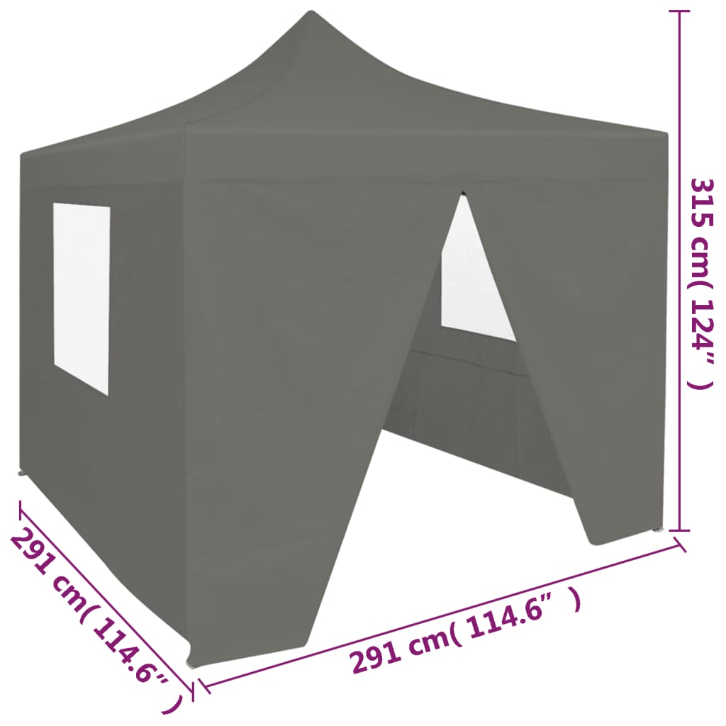 Tendone per Feste Pieghevole Pop-Up con 4 Pareti 3x3m Antracite - homemem39