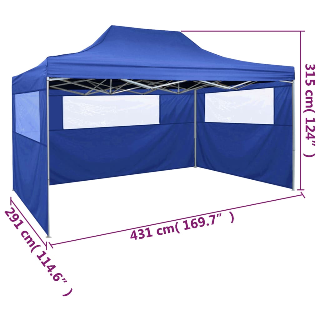 Tenda Pieghevole con 3 Pareti 3x4,5 m Blu - homemem39