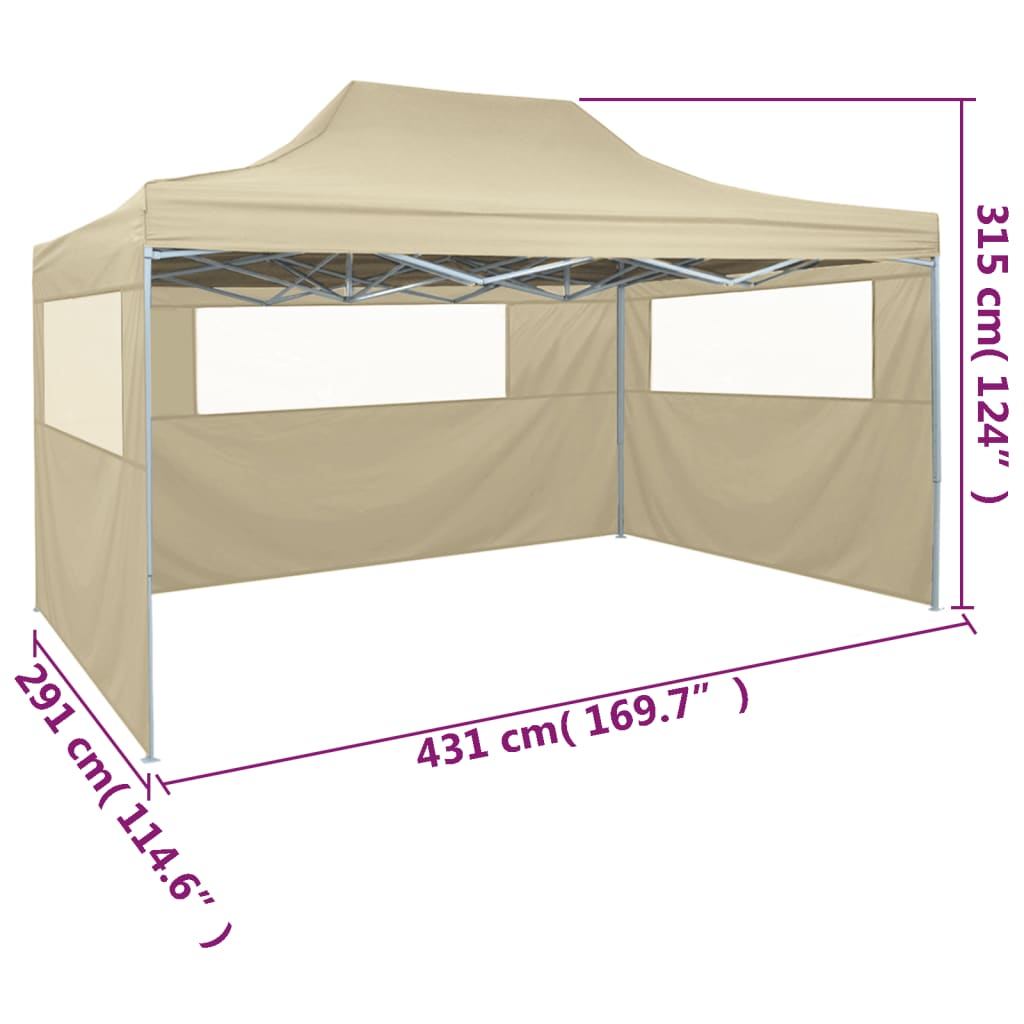 Tenda Pieghevole con 3 Pareti 3x4,5 m Crema - homemem39