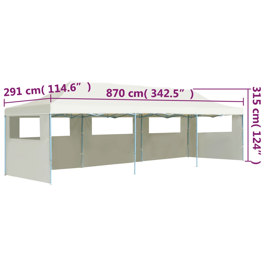 Tenda Pieghevole Pop-Up con 5 Pareti Laterali 3x9 m Crema - homemem39