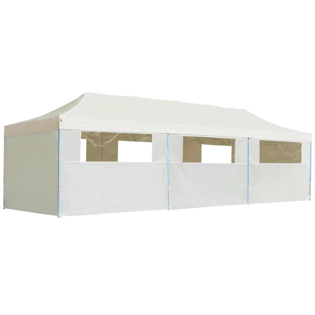 Tenda Pieghevole Pop-Up con 8 Pareti Laterali 3x9 m Crema - homemem39