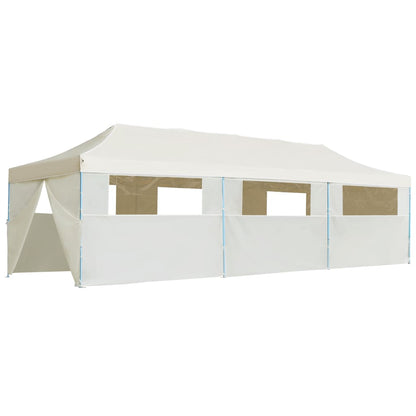 Tenda Pieghevole Pop-Up con 8 Pareti Laterali 3x9 m Crema - homemem39