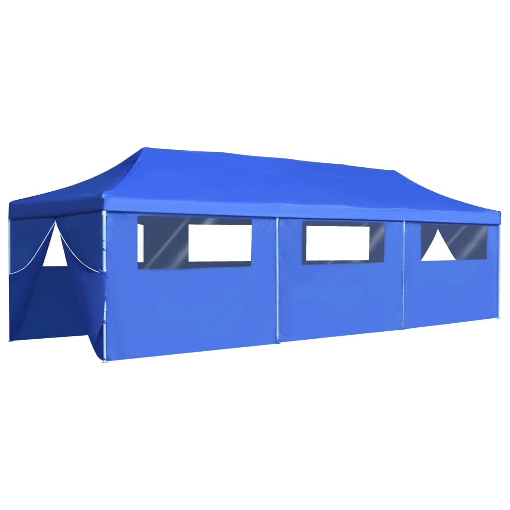 Tenda Pieghevole Pop-Up con 8 Pareti Laterali 3x9 m Blu - homemem39