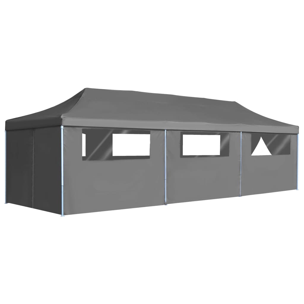 Tenda Pieghevole Pop-Up con 8 Pareti Laterali 3x9 m Antracite - homemem39