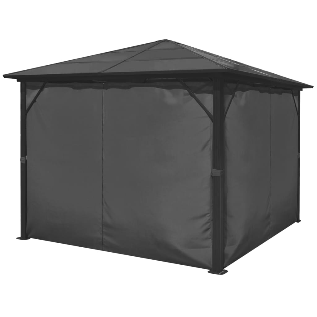 Gazebo con Tenda Antracite in Alluminio 300x300 cm - homemem39