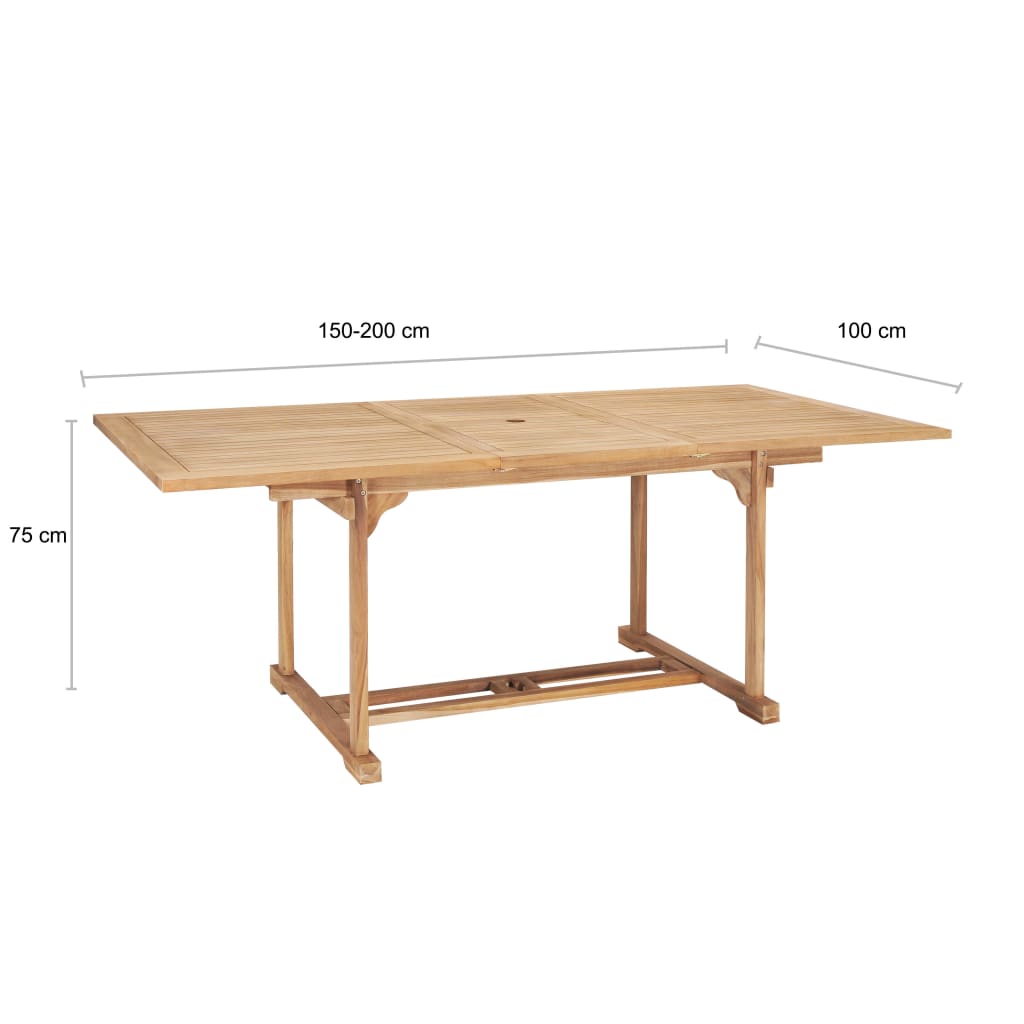 Tavolo da Pranzo Allungabile 150-200x100x75 cm Massello di Teak - homemem39