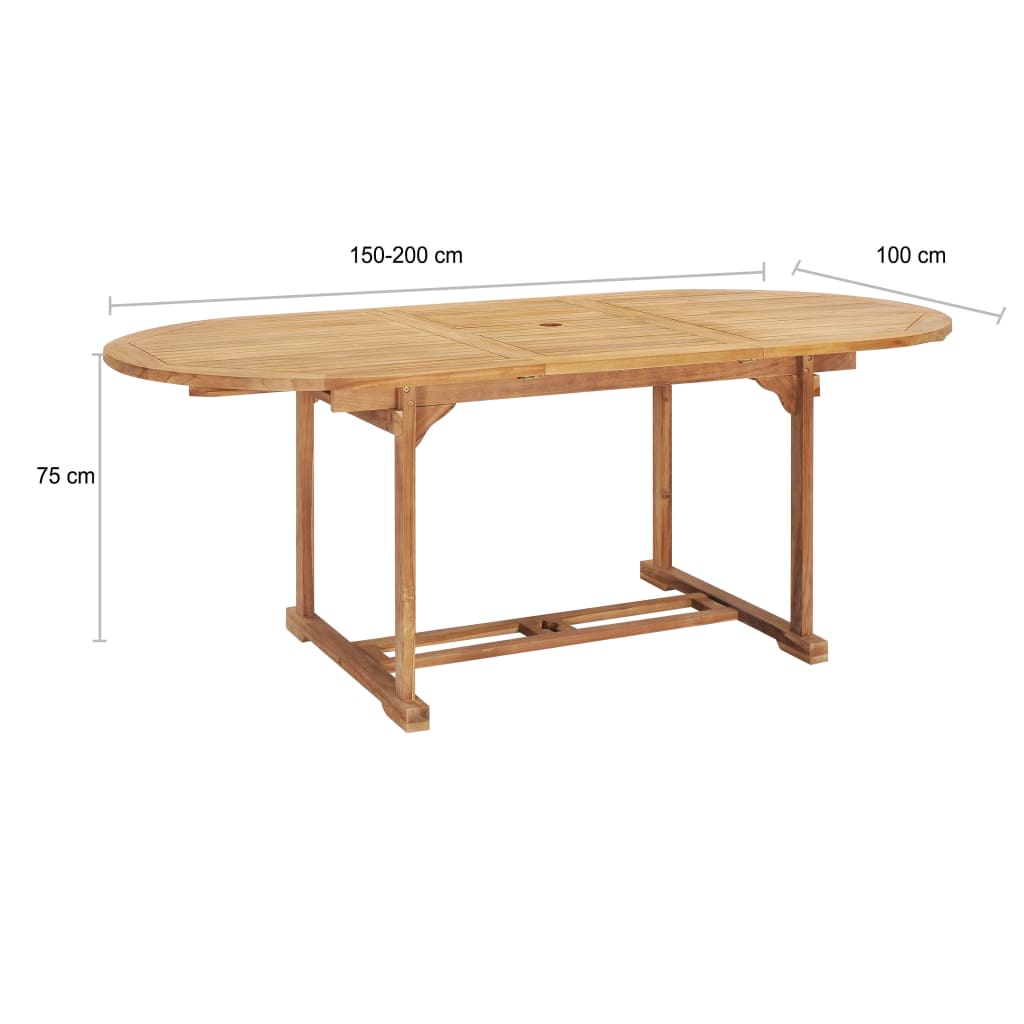 Tavolo da Pranzo Allungabile 150-200x100x75 cm Massello di Teak - homemem39