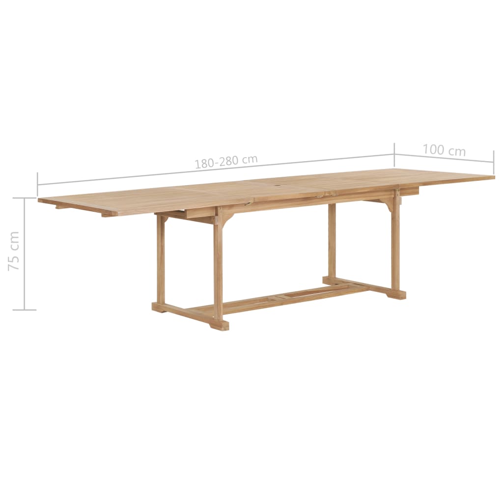 Tavolo da Giardino Allungabile 180-280x100x75 cm in Teak - homemem39