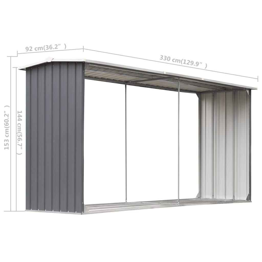 Capannone da Giardino in Acciaio Zincato 330x92x153cm Grigio - homemem39