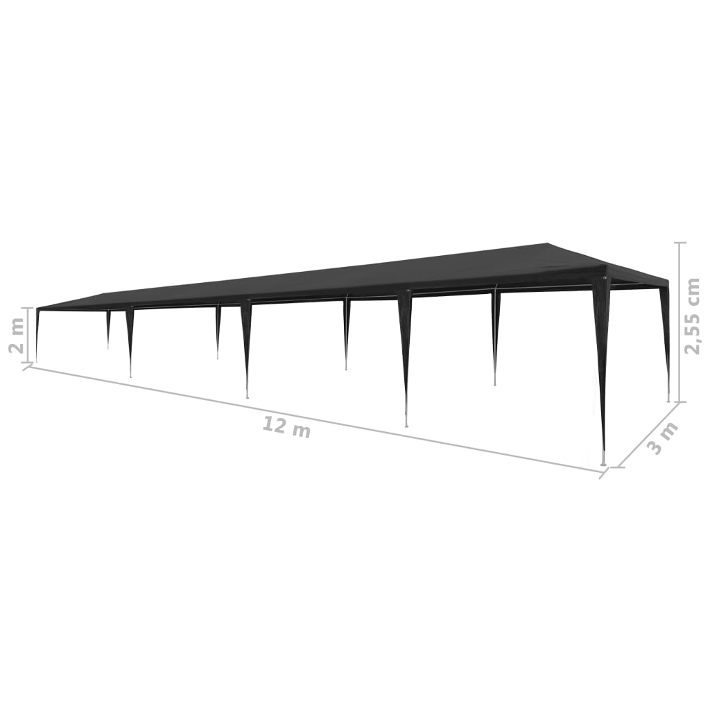 Tenda per Feste 3x12 m in PE Antracite - homemem39