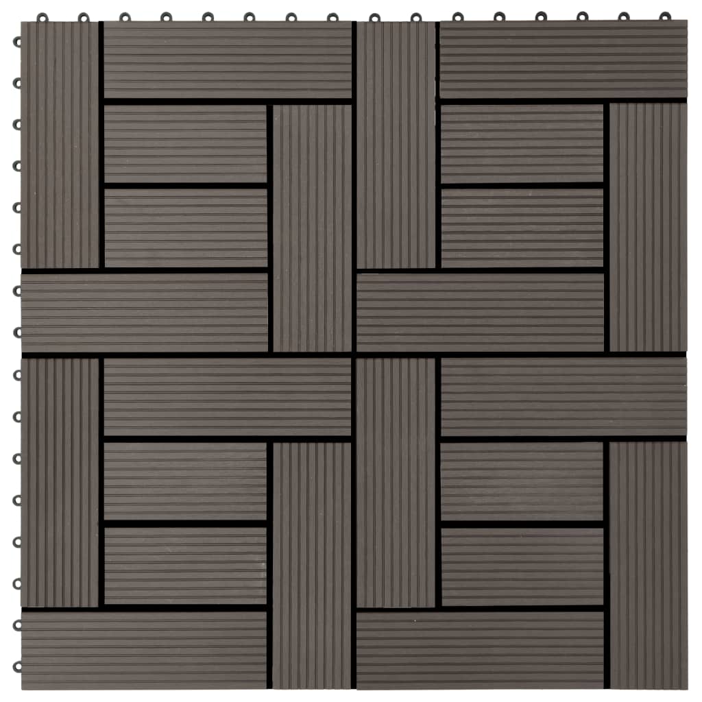 Piastrelle per Decking in WPC 11 pz 30x30cm 1mq Marrone Scuro - homemem39