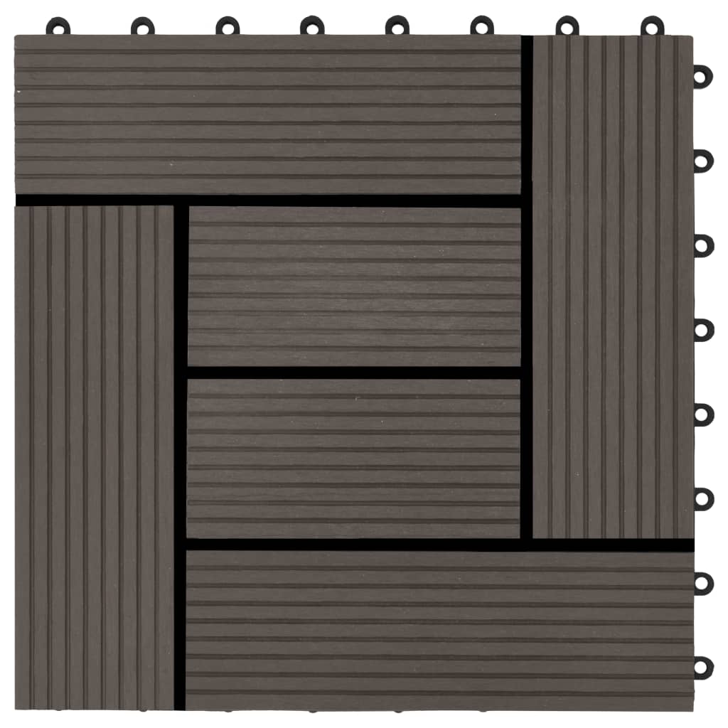 Piastrelle per Decking in WPC 11 pz 30x30cm 1mq Marrone Scuro - homemem39