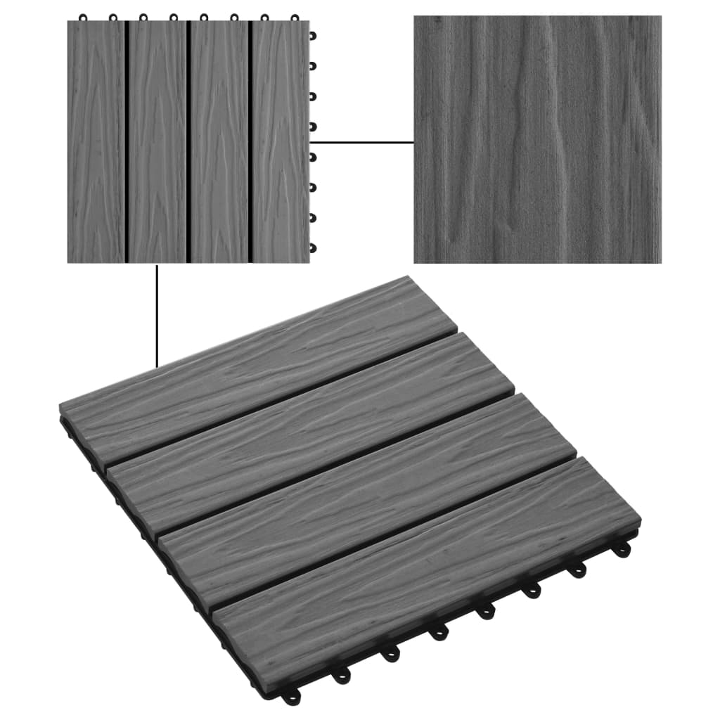 Piastrella Decking in WPC 11 pz 30x30 cm 1 sqm Grigio - homemem39