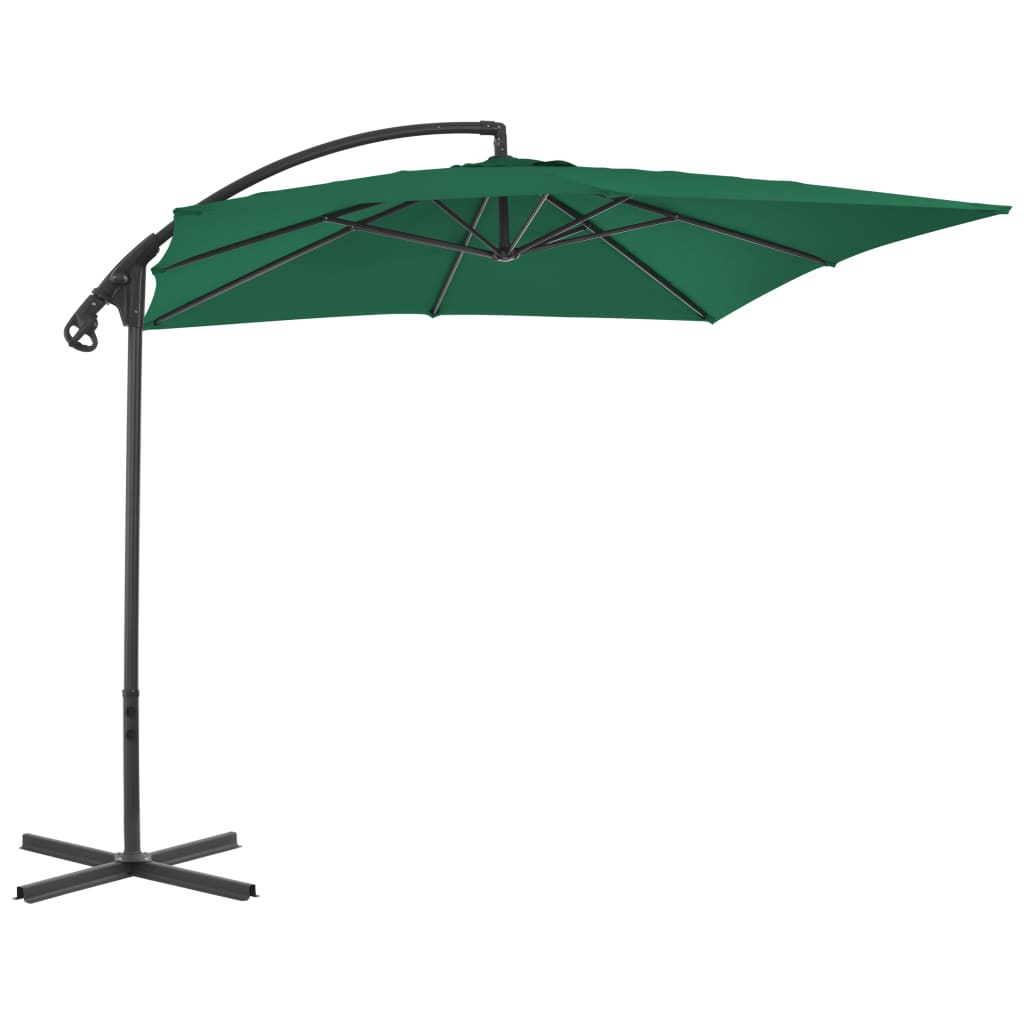 Ombrellone a Sbalzo con Palo in Acciaio 250x250 cm Verde - homemem39