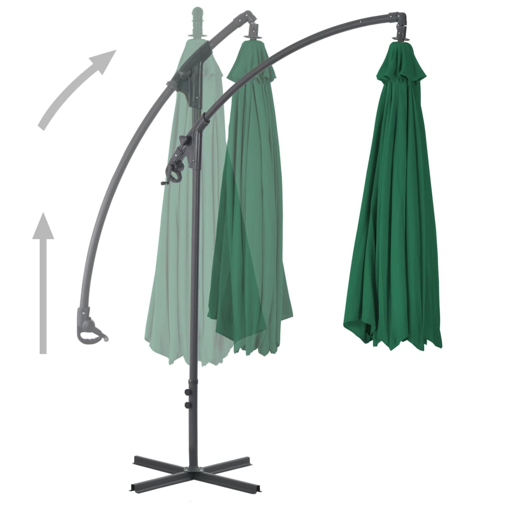 Ombrellone a Sbalzo con Palo in Acciaio 250x250 cm Verde - homemem39