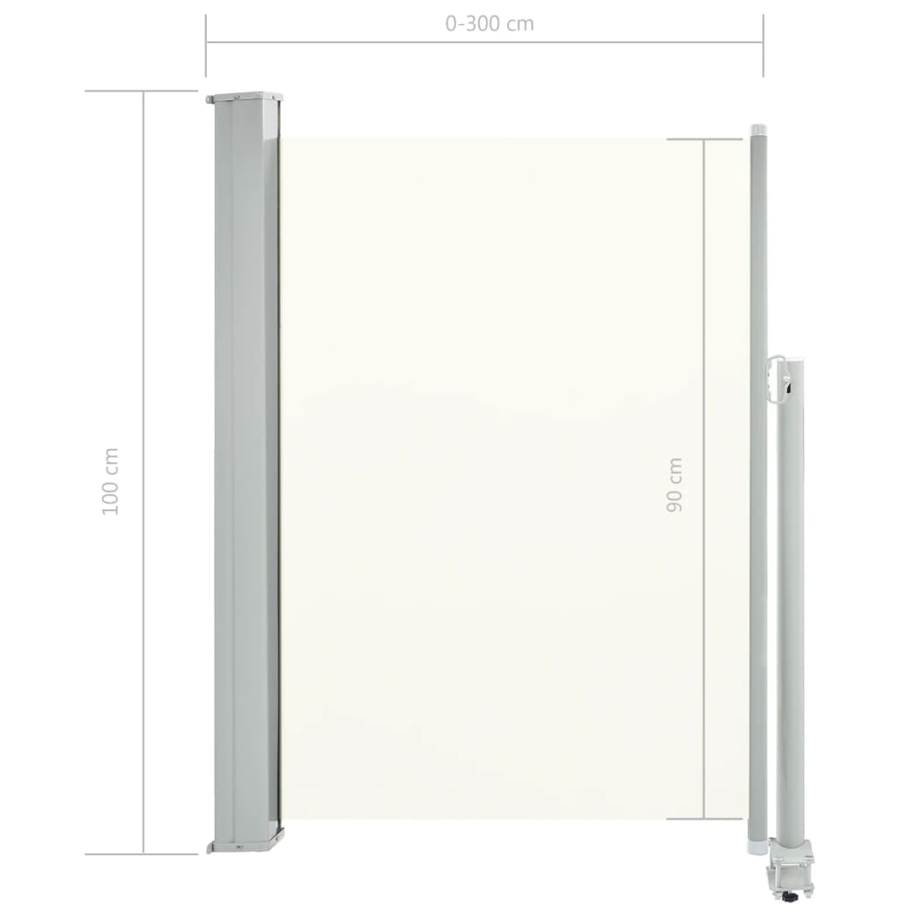 Tenda da Sole Laterale Retrattile 100 x 300 cm Crema - homemem39