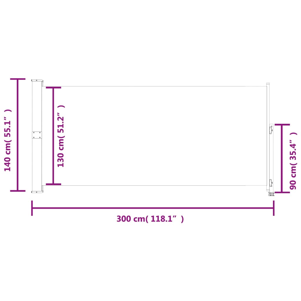 Tenda da Sole Laterale Retrattile 140 x 300 cm Nera - homemem39