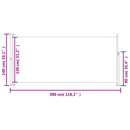 Tenda da Sole Laterale Retrattile 140 x 300 cm Nera - homemem39