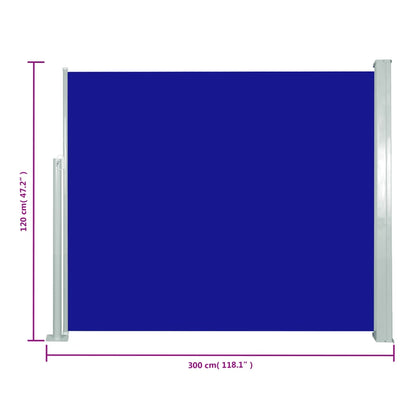 Tenda da Sole Laterale Retrattile 120 x 300 cm Blu - homemem39