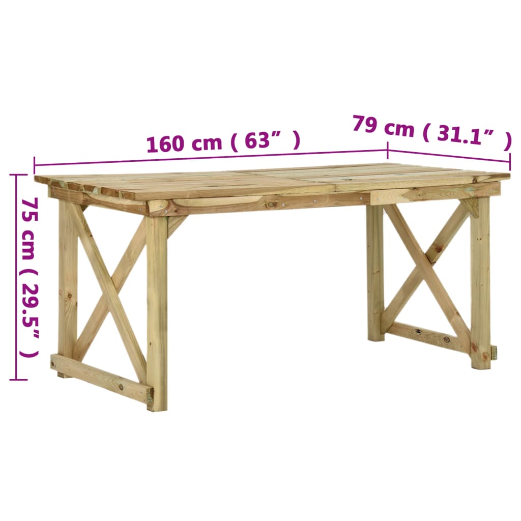 Tavolo da Giardino 160x79x75 cm in Legno - homemem39