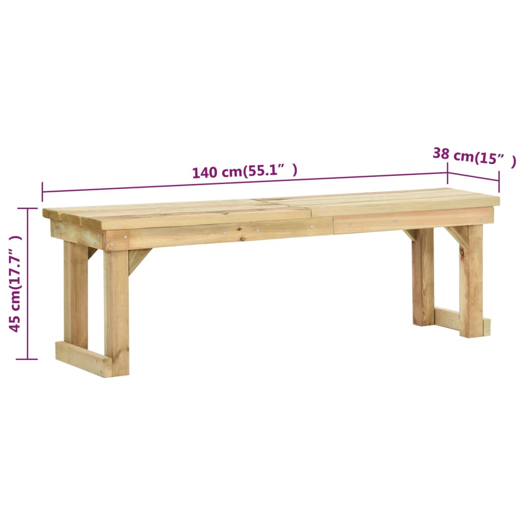 Panchina da Giardino 140 cm in Legno di Pino Impregnato - homemem39