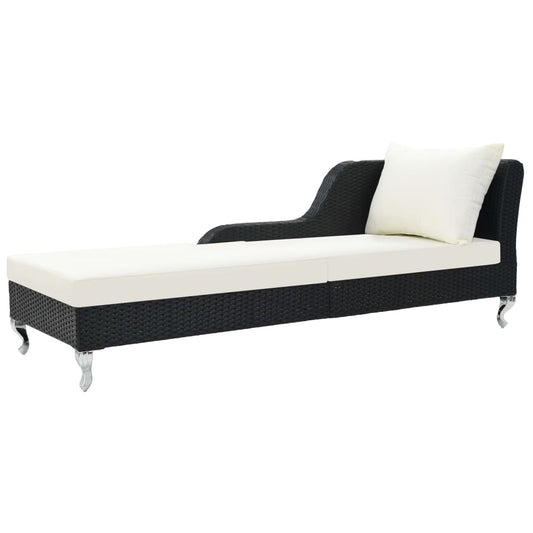 Lettino Prendisole con Cuscino in Polyrattan Nero - homemem39