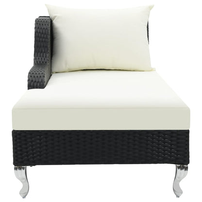 Lettino Prendisole con Cuscino in Polyrattan Nero - homemem39