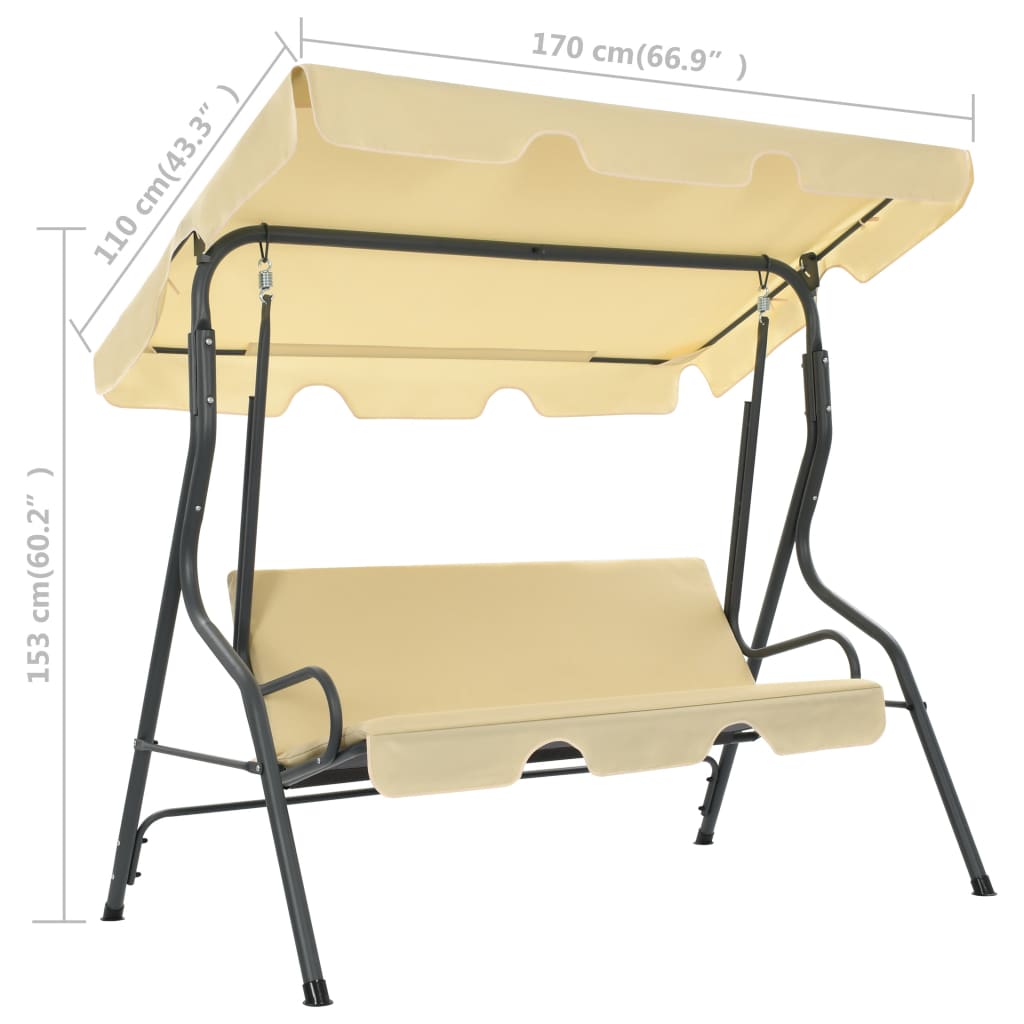 Panchina a Dondolo da Giardino Bianco Crema 170x110x153 cm - homemem39