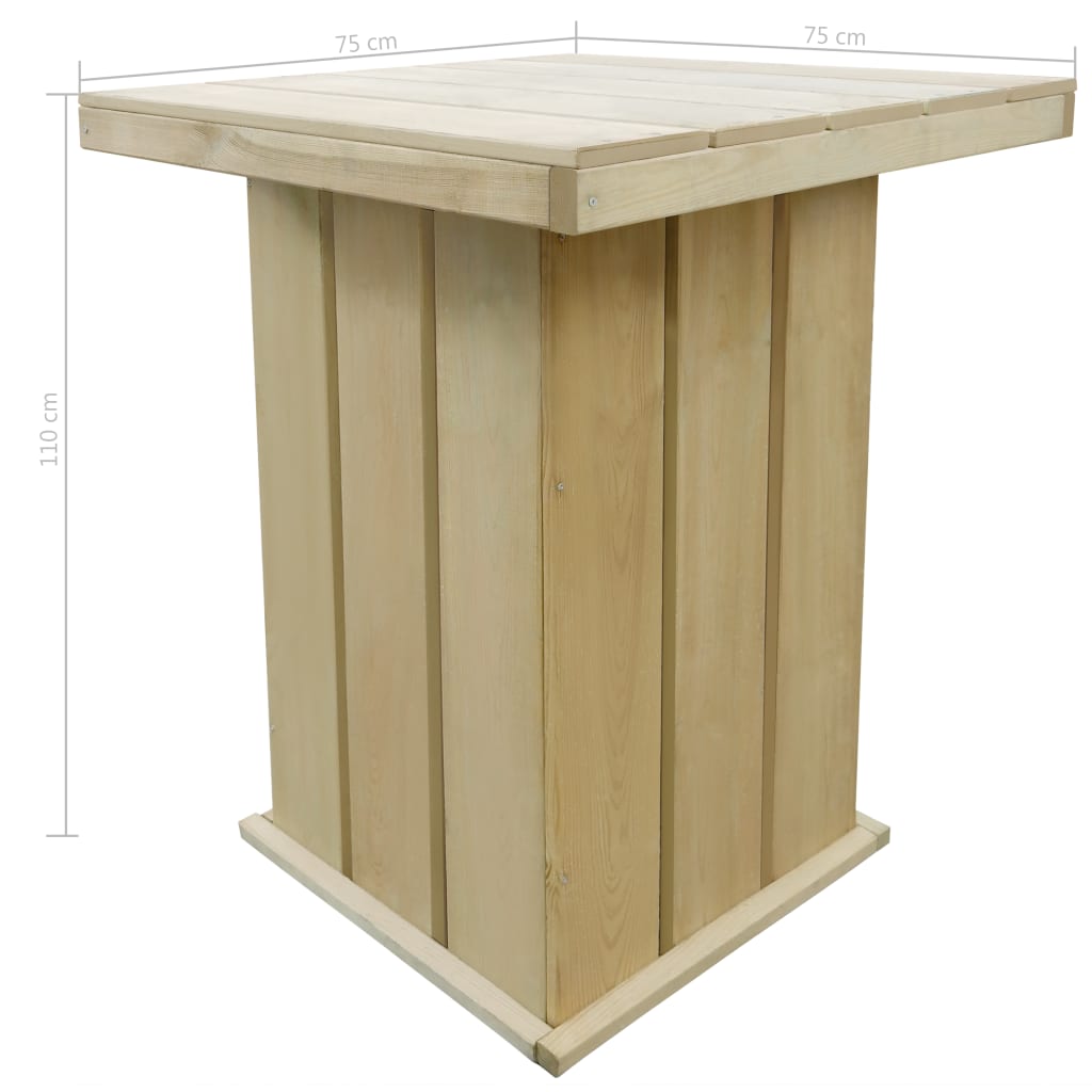 Tavolo da Bar Esterno 75x75x110cm Legno di Pino Impregnato - homemem39