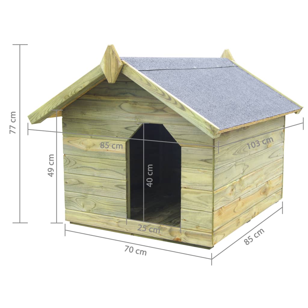 Cuccia per Cane da Esterno con Tetto Apribile Pino Impregnato - homemem39